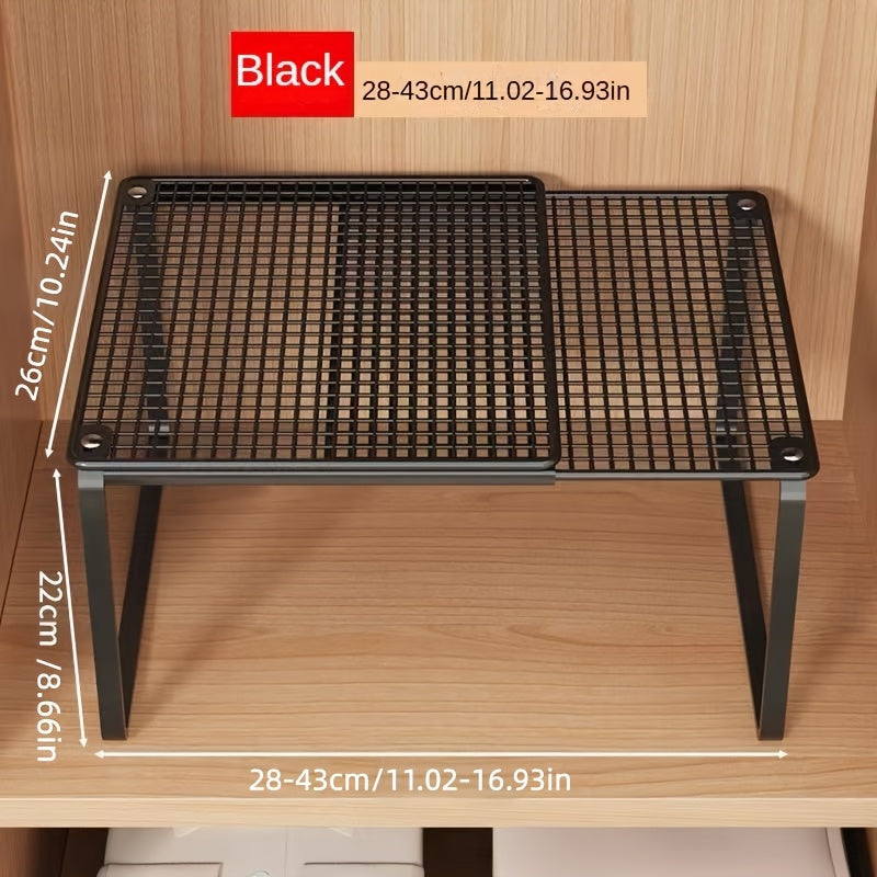 Adjustable Telescopic Shelf Insert 28-43cm, Metal | Black or White | Stackable Storage for Closets, Kitchens &amp; Offices 1