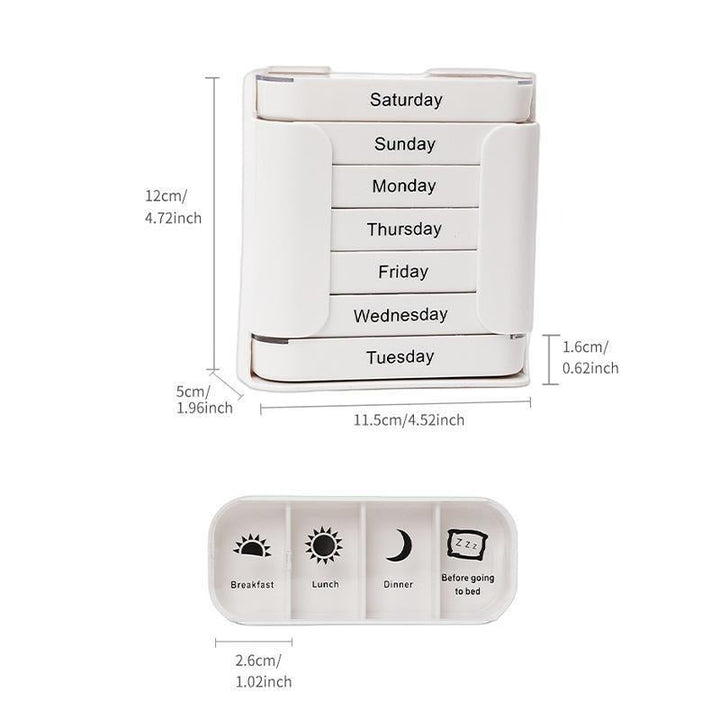 7-Day Pill Organizer | Seven Daily Trays In A Holding Frame
