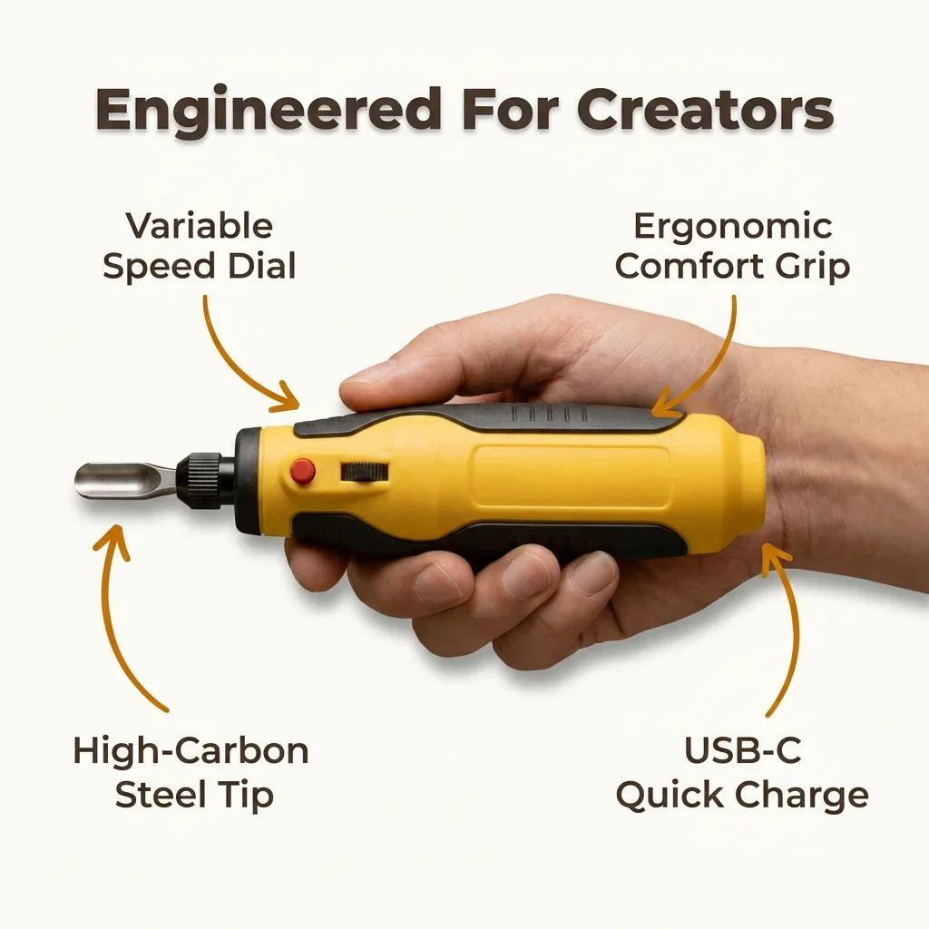 Cordless Rotary Carving Tool | Variable Speed Up To 12,000 RPM | Rechargeable Precision Engraver And Polisher For Detailed Work 4