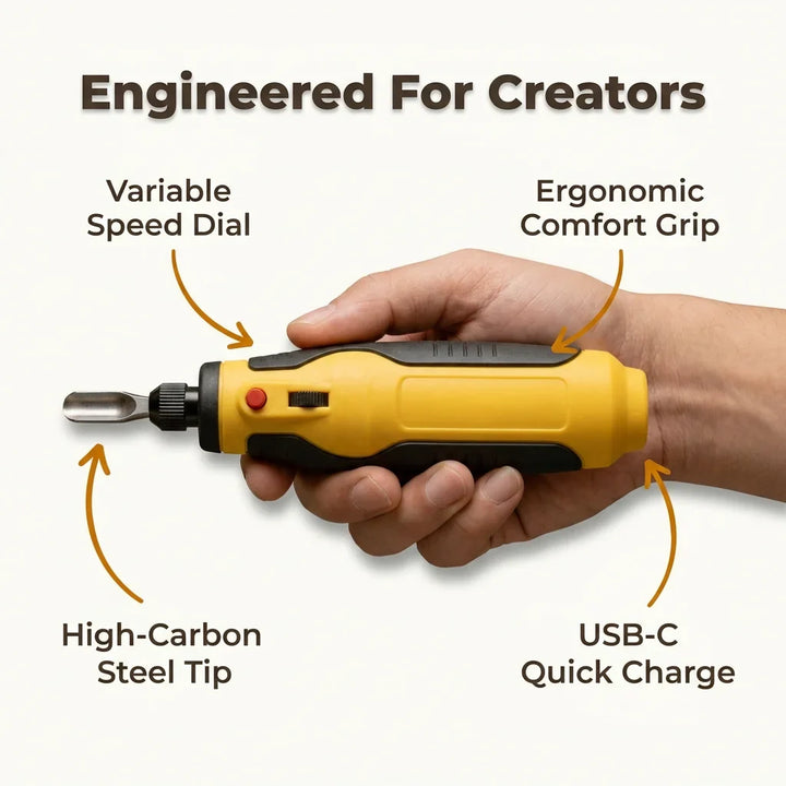 Cordless Rotary Carving Tool | Variable Speed Up To 12,000 RPM | Rechargeable Precision Engraver And Polisher For Detailed Work 4