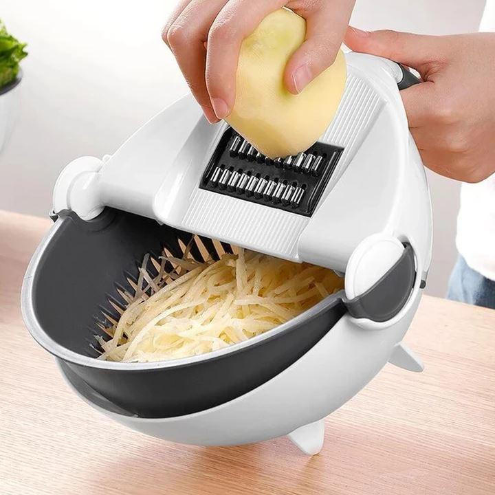 7-in-1 Vegetable Chopper Stainless Steel | 7 Interchangeable Blades with Peeler &amp; Grater | Dishwasher-Safe Kitchen Prep Set