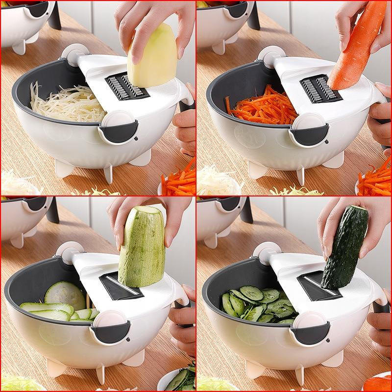 7-in-1 Vegetable Chopper Stainless Steel | 7 Interchangeable Blades with Peeler &amp; Grater | Dishwasher-Safe Kitchen Prep Set
