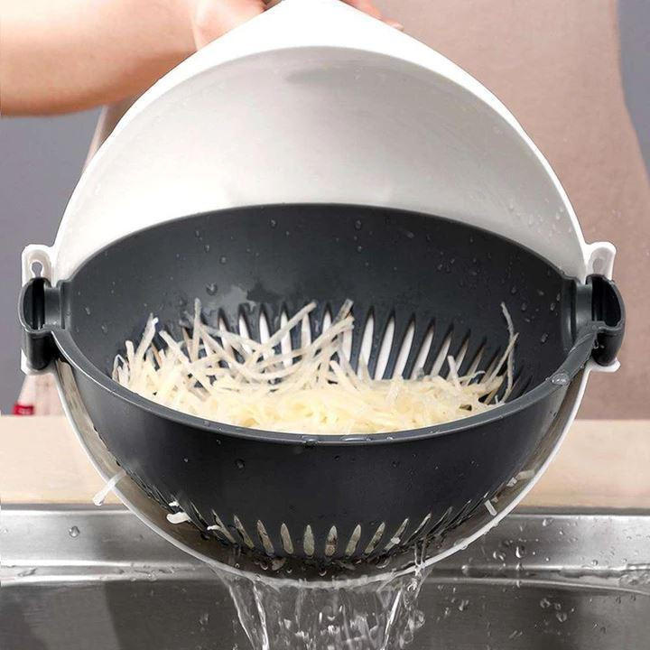7-in-1 Vegetable Chopper Stainless Steel | 7 Interchangeable Blades with Peeler &amp; Grater | Dishwasher-Safe Kitchen Prep Set