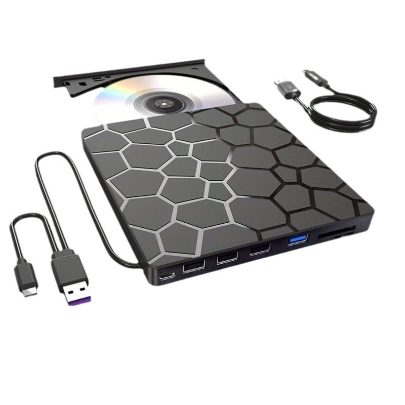 7-in-1 Portable External CD/DVD Drive for Laptop with USB 3.0, USB-C, 8-Port Hub, and SD Card Reader 4