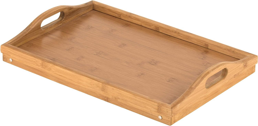 Bed Table Tray Bamboo | Folding Legs with Carry Handles for Easy Transport | Raised Edge Design Prevents Spills When Folded Flat 2
