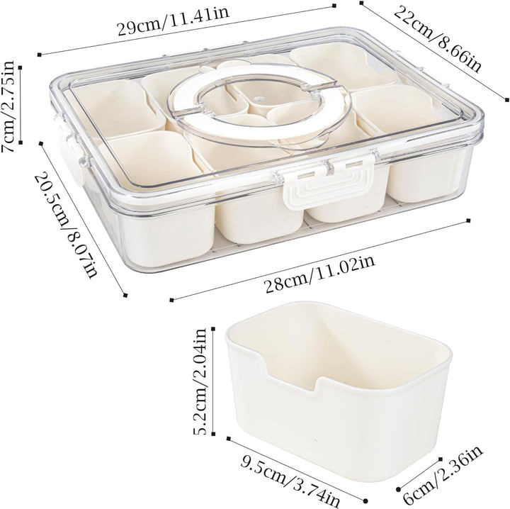Divided Serving Tray with Handle, Food-Grade Plastic | 8 Compartments, Snap Buckle Seal | Fridge-Freezer Safe -20 to 60°C 3