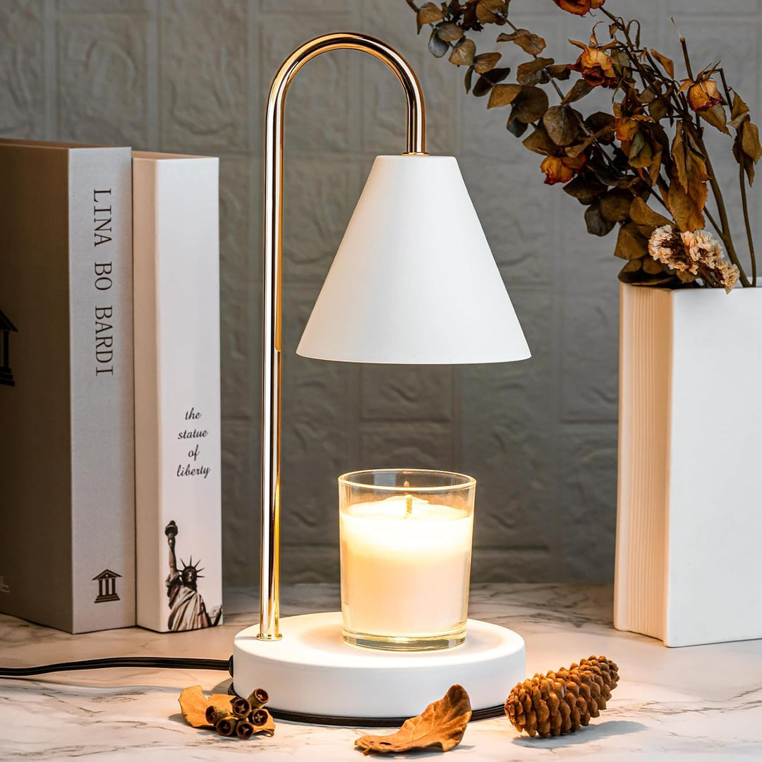 Electric Candle Warmer Lamp | Top-Down Wax Melting, Dimmer &amp; 2/4/8 Hour Timer | Flameless Fragrance Table Light 27
