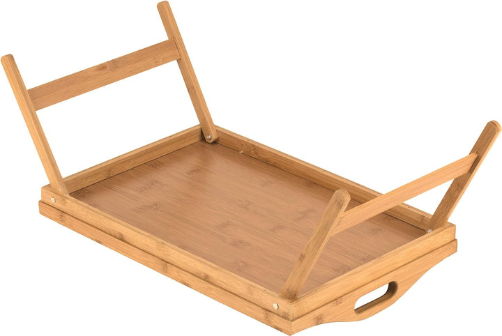 Bed Table Tray Bamboo | Folding Legs with Carry Handles for Easy Transport | Raised Edge Design Prevents Spills When Folded Flat 3