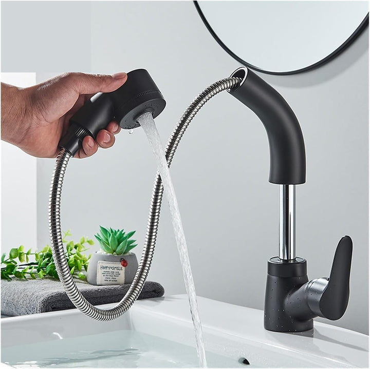 Extendable Basin Mixer Tap Pull-Out Spout Single Lever Brass 9