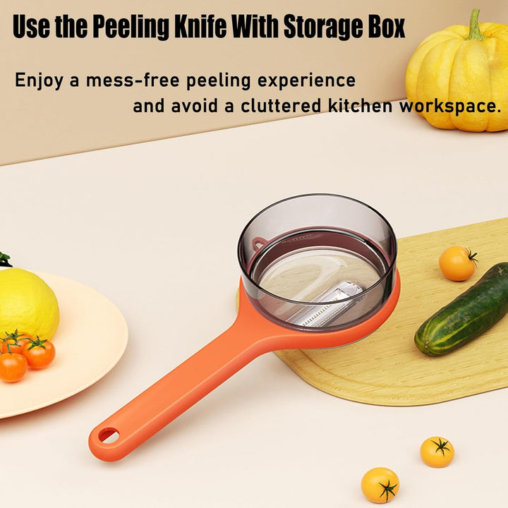 Dual Blade Vegetable Peeler Stainless Steel | Built-In Peel Catcher &amp; Two Interchangeable Heads | Ergonomic Ambidextrous Grip 4
