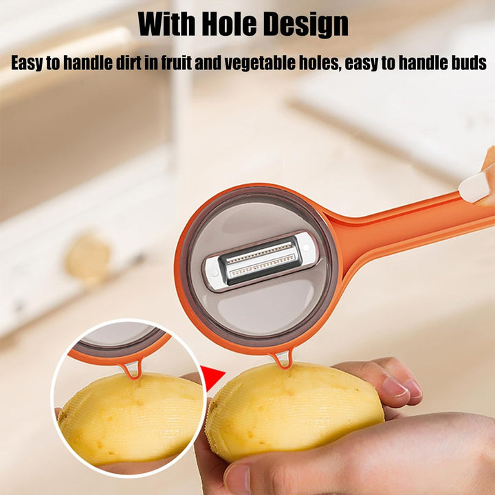 Dual Blade Vegetable Peeler Stainless Steel | Built-In Peel Catcher &amp; Two Interchangeable Heads | Ergonomic Ambidextrous Grip 7