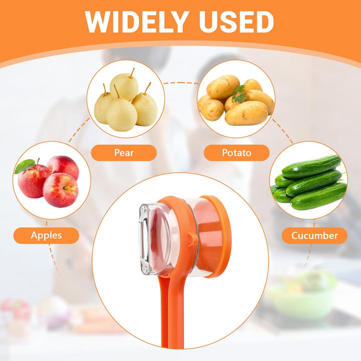 Dual Blade Vegetable Peeler Stainless Steel | Built-In Peel Catcher &amp; Two Interchangeable Heads | Ergonomic Ambidextrous Grip 8