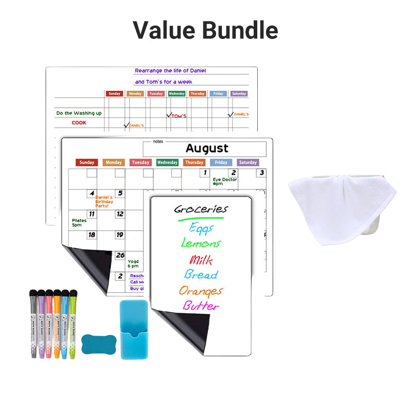 Magnetic Fridge Planner Set Monthly Weekly Boards 6 Neon Markers 15
