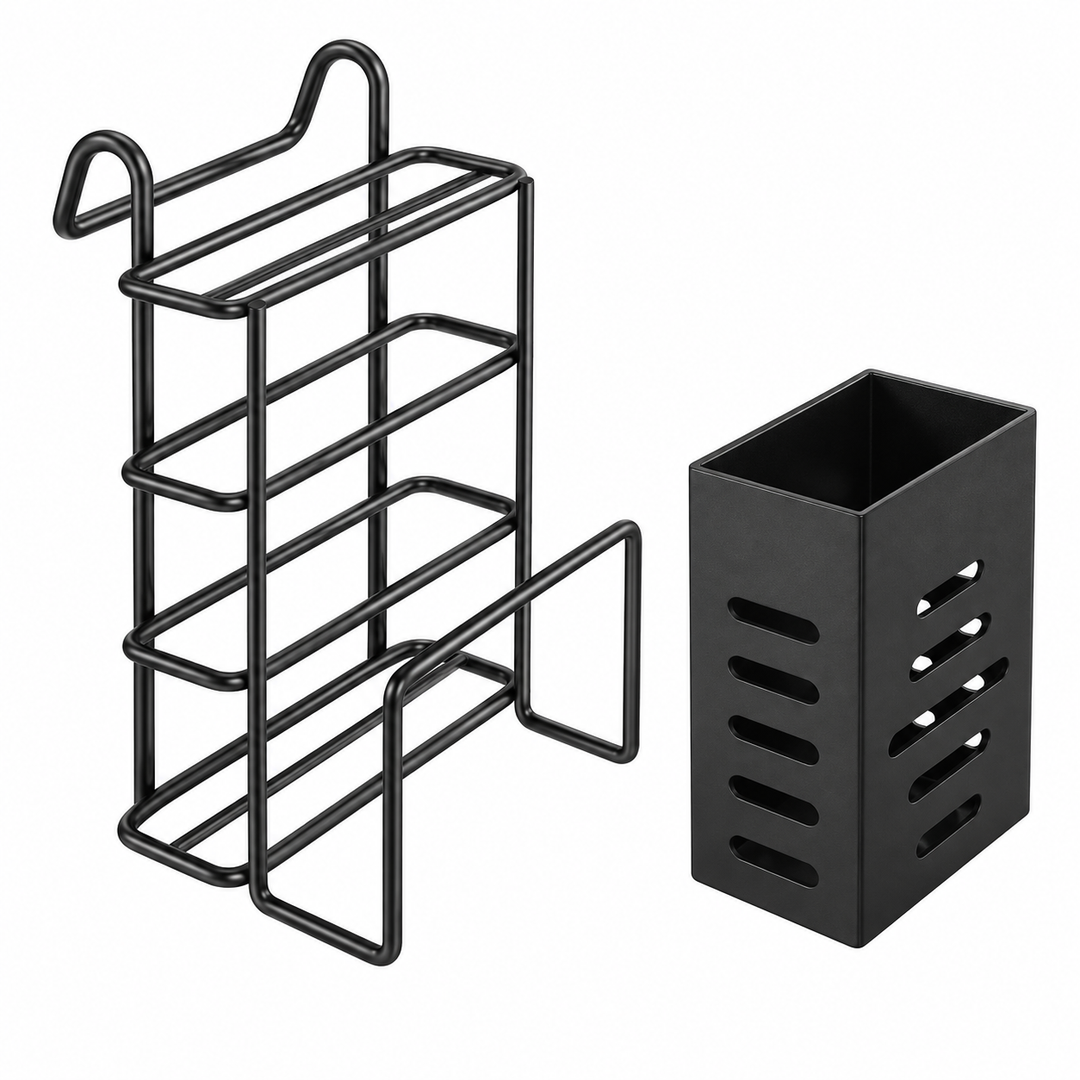 Kitchen Storage Dish Rack 2-Tier Coated Steel with 360 Rotating Drain 14