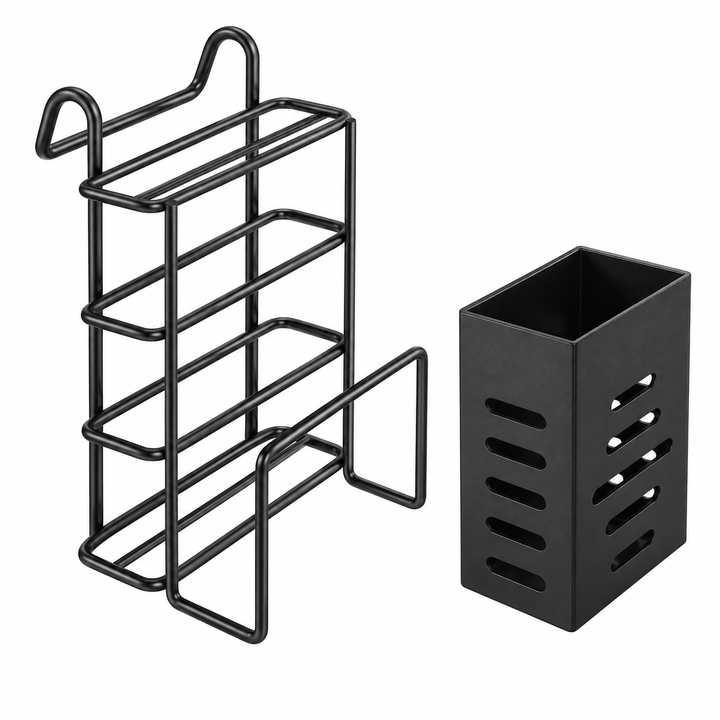 Kitchen Storage Dish Rack 2-Tier Coated Steel with 360 Rotating Drain 14