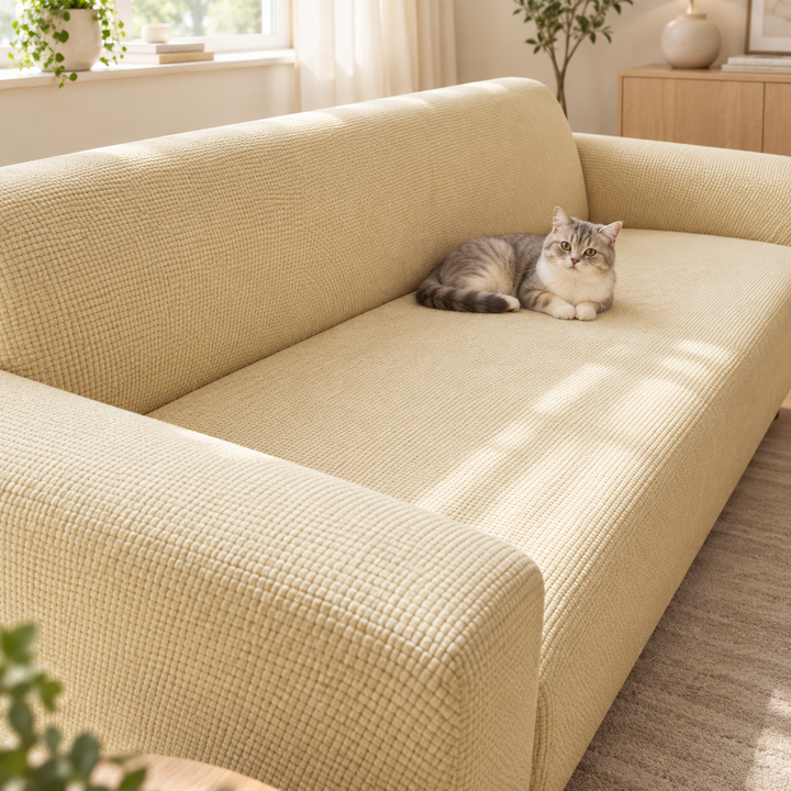 Stretch Sofa Cover Universal Fit Elastic Hem with Non-Slip Foam Strips 13