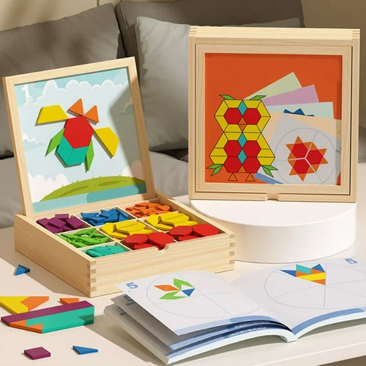 Magnetic Building Blocks Set Wooden Tiles Storage Case 8