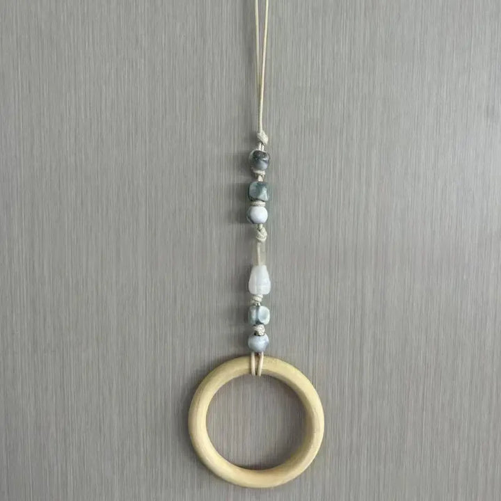 Towel Hanger Rustic Wall Mounted Wood Jute Lightweight with Ceramic Beads 20