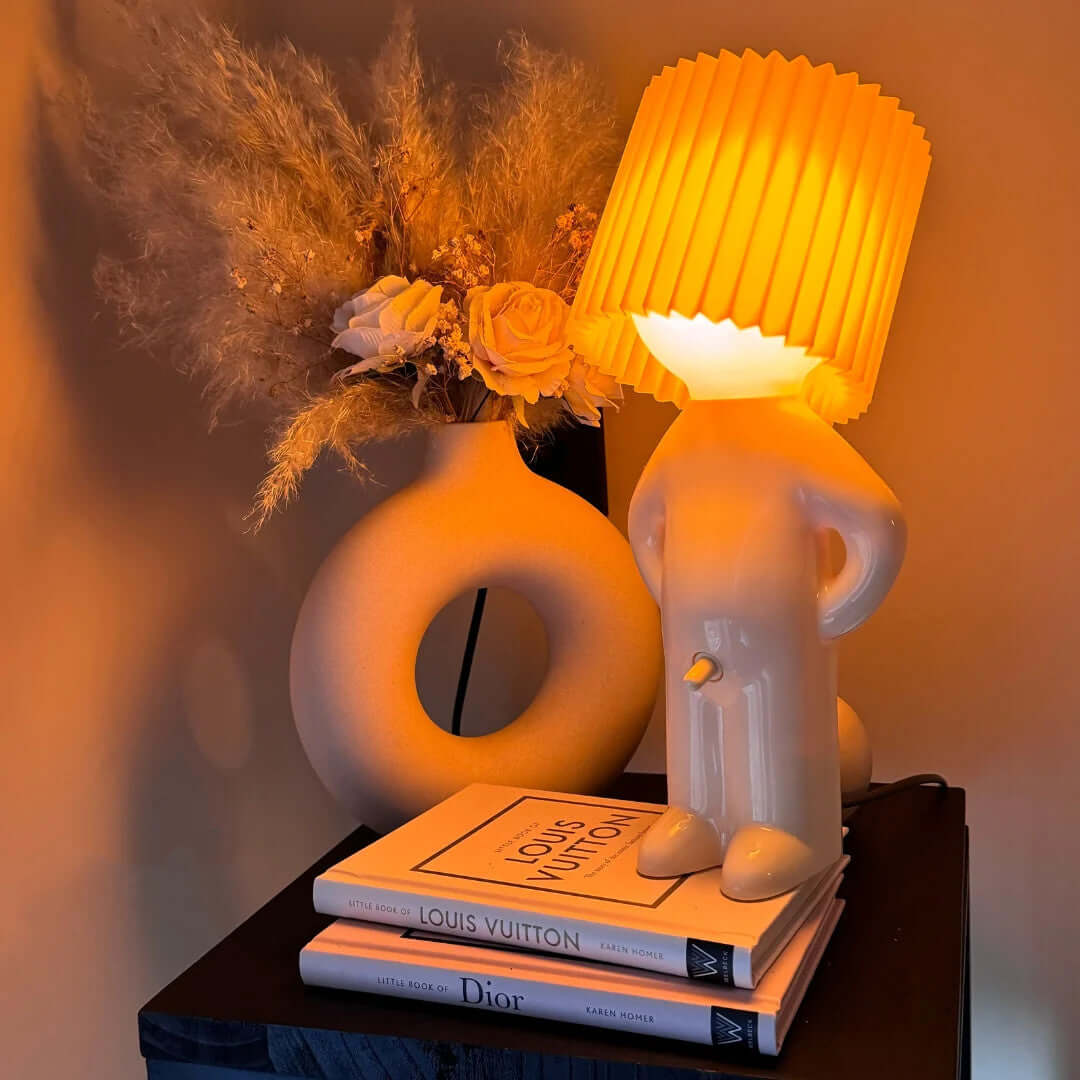 Ribbed Shade LED Table Lamp 29 cm | Green, Yellow, Red, Black | Soft Ambient Lighting for Nightstand, Desk or Sideboard 4