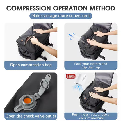 Travel Backpack | Vacuum Compression | Water-Repellent Oxford | Laptop up to 17" | USB Pump Included