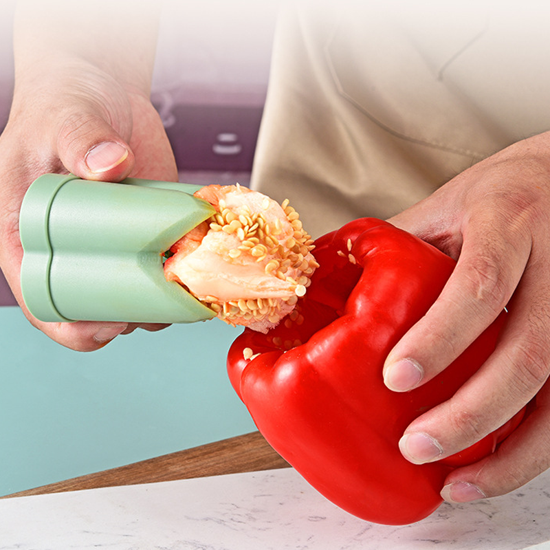 2-In-1 Fruit and Pepper Corer, ABS | Green, Two-Piece Snap Design | Removes Cores and Seeds Without Damaging the Flesh 6