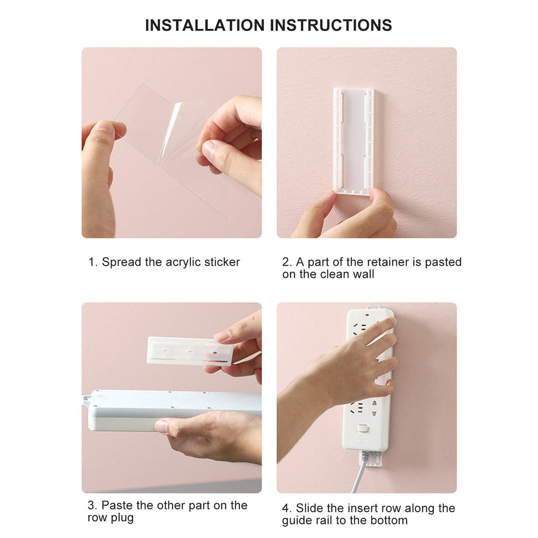 Self-Adhesive Socket Holder ABS | Punch-Free Wall Mount Design | Keeps Cords and Sockets Tidy Without Drilling 7