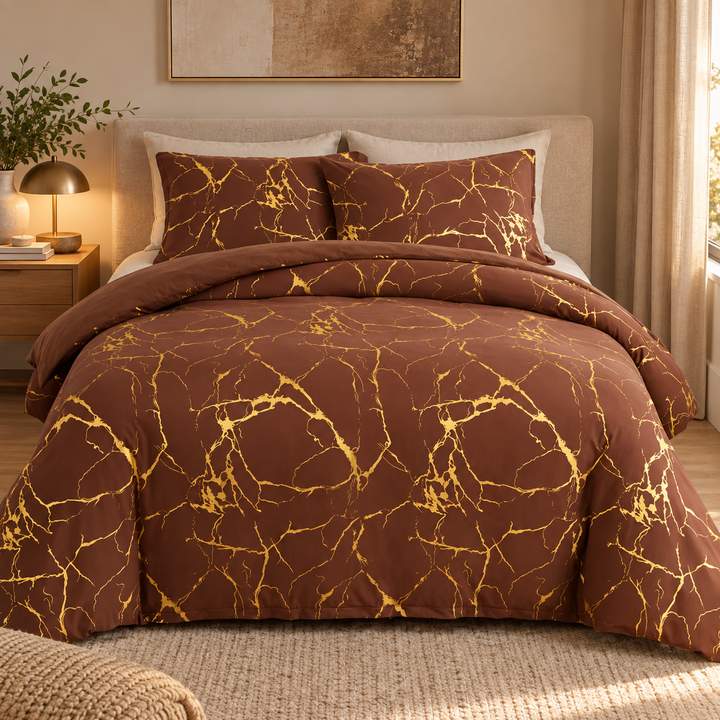 Marble Pattern Duvet Cover Set Matching Pillowcases 9