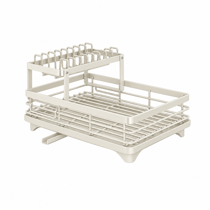 Kitchen Storage Dish Rack 2-Tier Coated Steel with 360 Rotating Drain 10