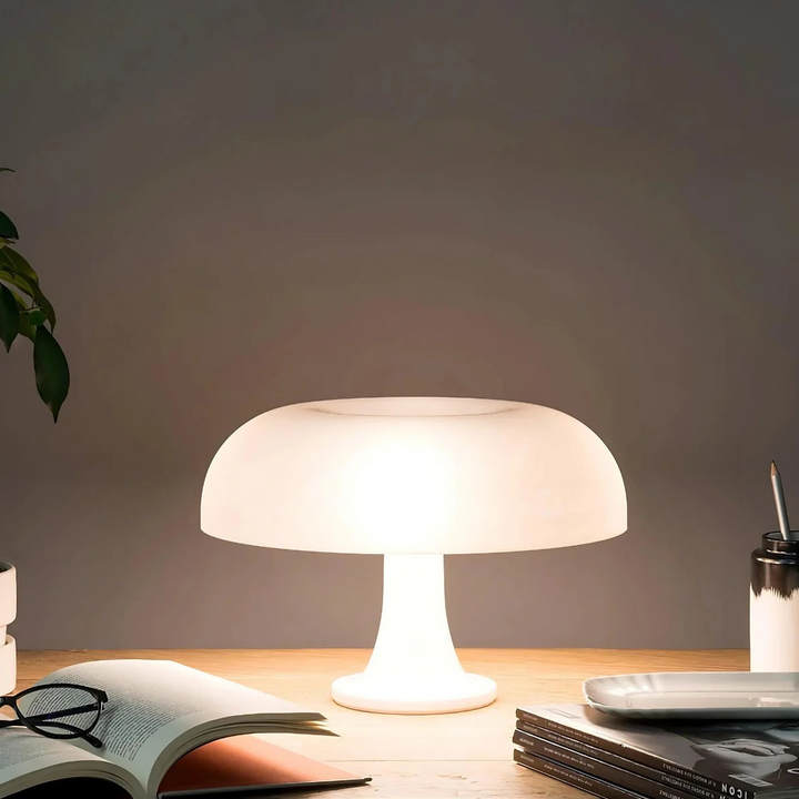 Dome Table Lamp Glossy Plastic 32 x 32 cm | Orange Shade, White Interior | Warm Even Glow, Replaceable LED, Plug-and-Play 3