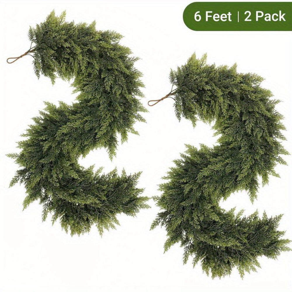 Christmas Garland Artificial Greenery | 2pcs Unlit Strand | Bends Smoothly for Mantle, Stair Rail &amp; Doorway Trim 11