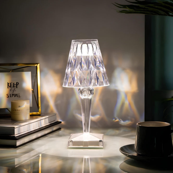 Crystal Table Lamp Acrylic 26 x 12 cm | Touch Control, Rechargeable | 3 Light Colours, USB Charging Cable Included 11