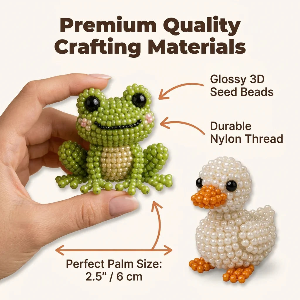 3D Bead Animal Craft Kit | Complete Beginner Kit with Tools &amp; Guide | Detailed Handmade Animal Figures for Home Décor Display 3