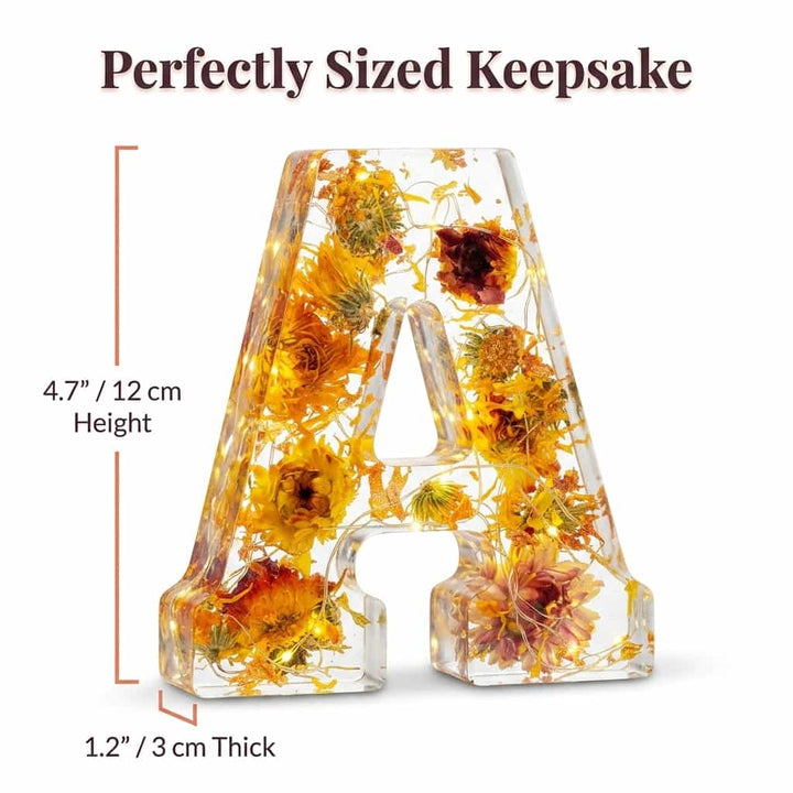 Flower Letter Lamp Resin | Real Dried Flowers &amp; LED Night Light | Personalised Initial Keepsake That Never Fades 5