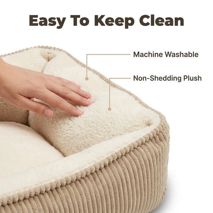 Covered Pet Cave Bed with Plush Fleece Lining | Orthopedic Cotton Cushioning | Warm Enclosed Retreat for Cats and Dogs 3