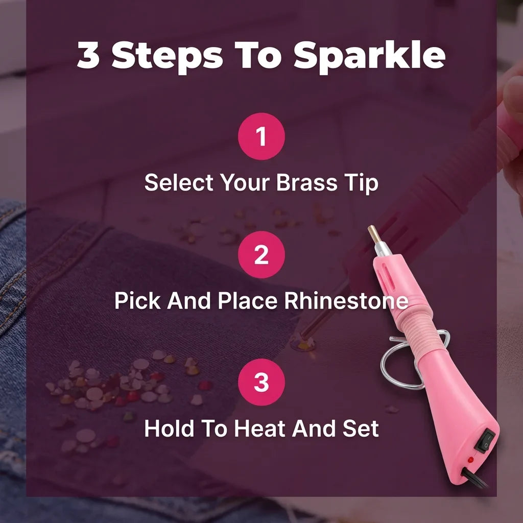 Hotfix Rhinestone Applicator Wand | 7 Interchangeable Tips 0.2-0.7 cm | Fast-Heating Craft Tool for Denim, Leather &amp; Fabric 5