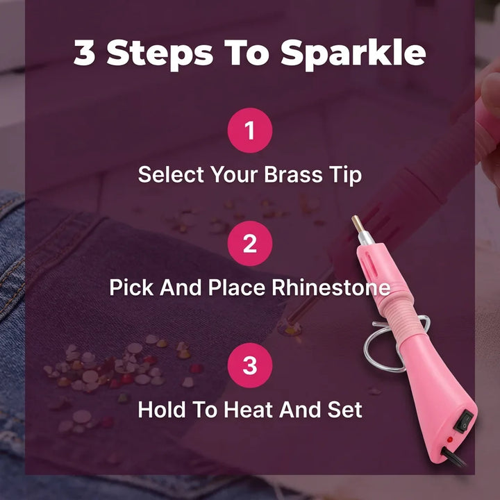 Hotfix Rhinestone Applicator Wand | 7 Interchangeable Tips 0.2-0.7 cm | Fast-Heating Craft Tool for Denim, Leather &amp; Fabric 5
