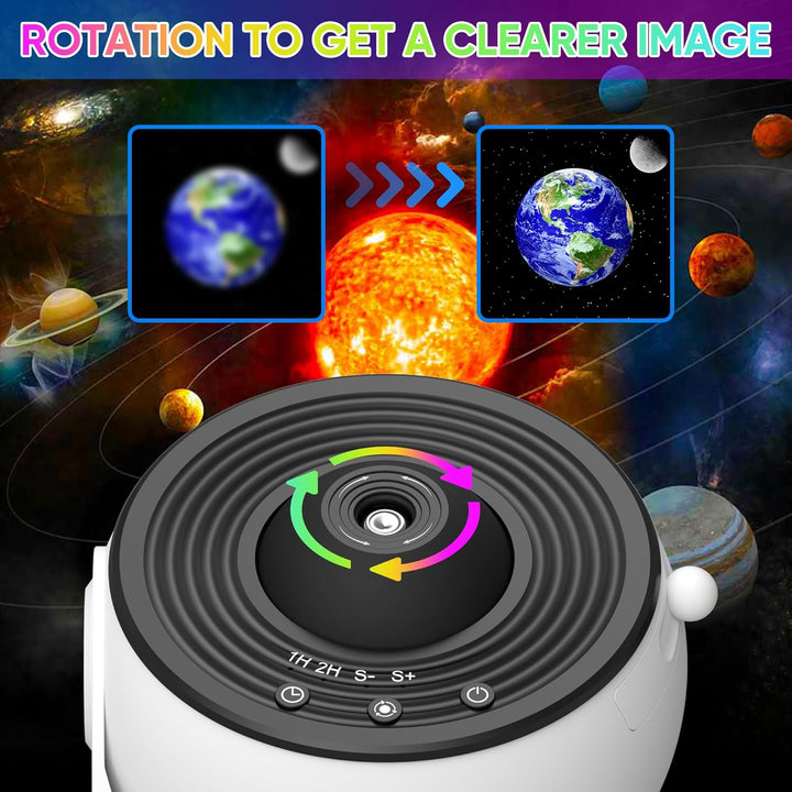 Star Projector Light 360° Rotation | 12 HD Film Discs, Adjustable Colours | Quiet LED with Timer, Black or White 6