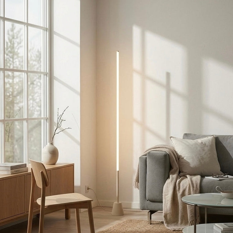 LED Floor Lamp | 24W | 360° Illumination | Remote Control | Dimmable | 180cm | Black & White