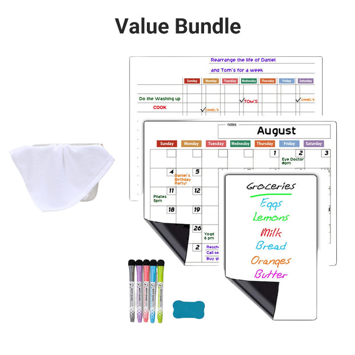 Magnetic Fridge Planner Set Monthly Weekly Boards 6 Neon Markers 9