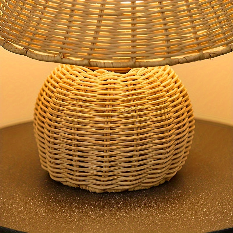 Woven Bamboo Accent Lamp | Handwoven Shade with USB-Powered Push-Button Switch | Soft Ambient Glow for Calm Spaces 9