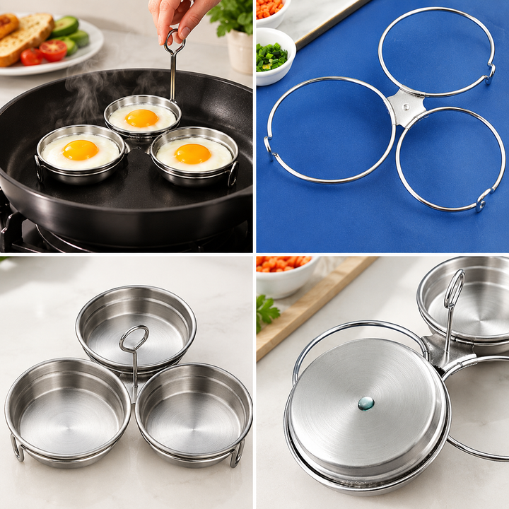3 Cup Stainless Steel Egg Poacher Stovetop Steamer 8