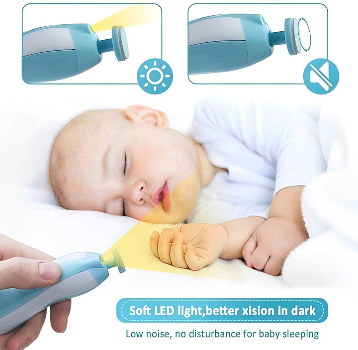 Electric Baby Nail Trimmer | 6 Grinding Heads &amp; 4-Speed Bi-Directional Rotation | Quiet LED-Guided Filing for Whole Family 6