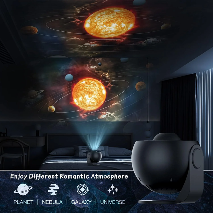Star Projector Light 360° Rotation | 12 HD Film Discs, Adjustable Colours | Quiet LED with Timer, Black or White 10