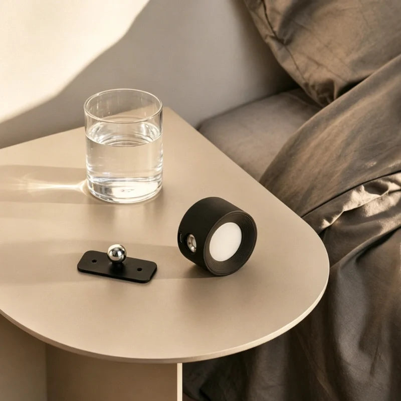 Cordless Wall Lamp with Magnetic Mount | ABS and PC, 7.5 x 4.5 cm | White, Black or Wood, 360° Rotation, USB-C, Remote or Touch 13