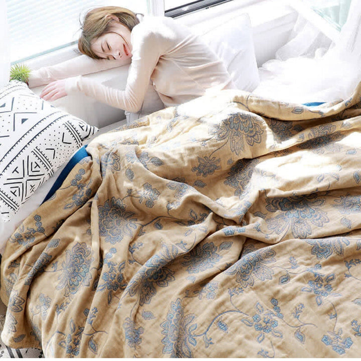 Floral Jacquard Blanket | Breathable All-Season Throw, 2 Sizes | 5 Colours, Machine Washable Bed, Sofa &amp; Lounge Cover 6