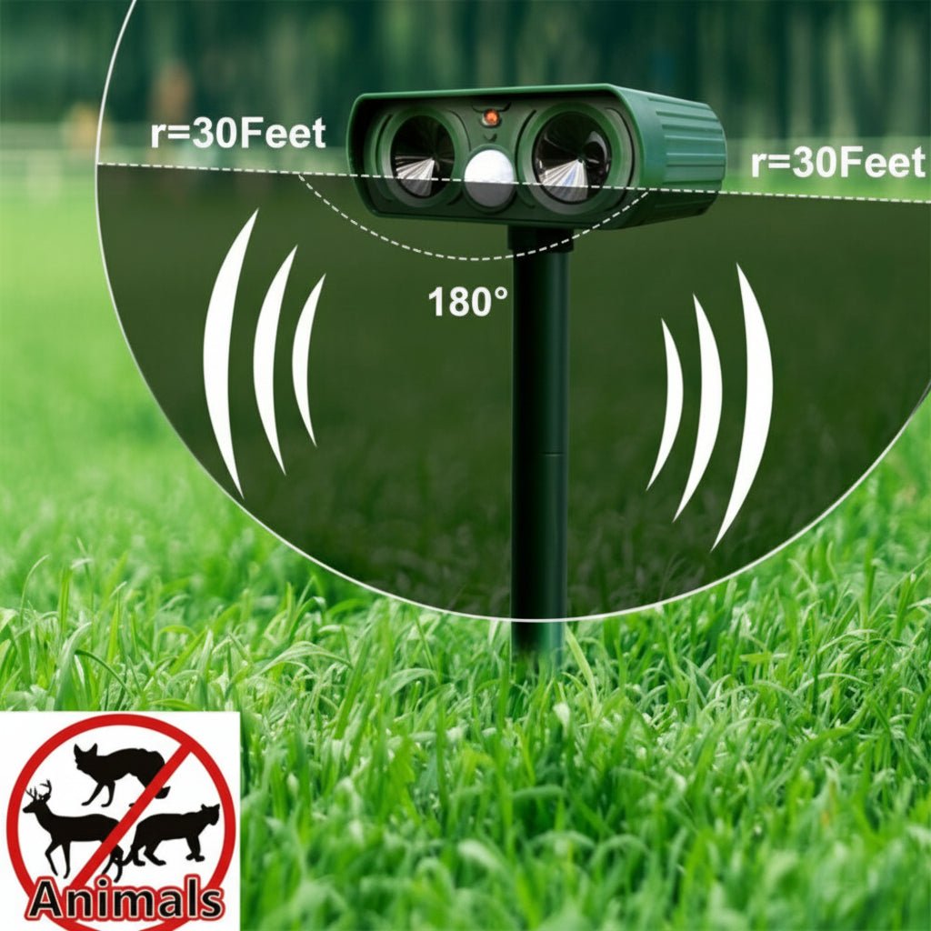 Animal Deterrent Device Solar-Powered | Motion-Sensor Ultrasonic Repellent | Weatherproof Wireless Garden Protection 4