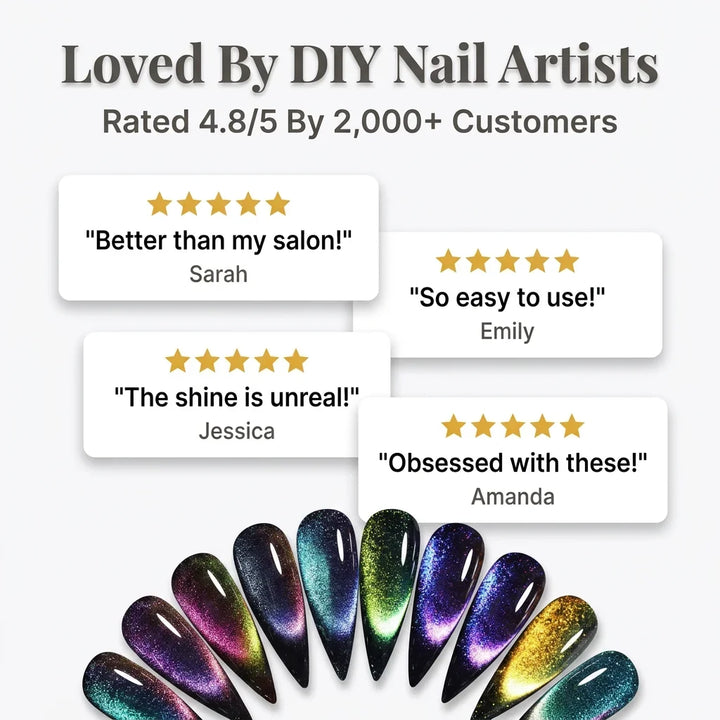 Magnetic Galaxy Nail Polish Kit | 8 Shades, Black Base Coat, Dual-Sided Magnet | Create 9D Salon-Style Nail Art at Home 5