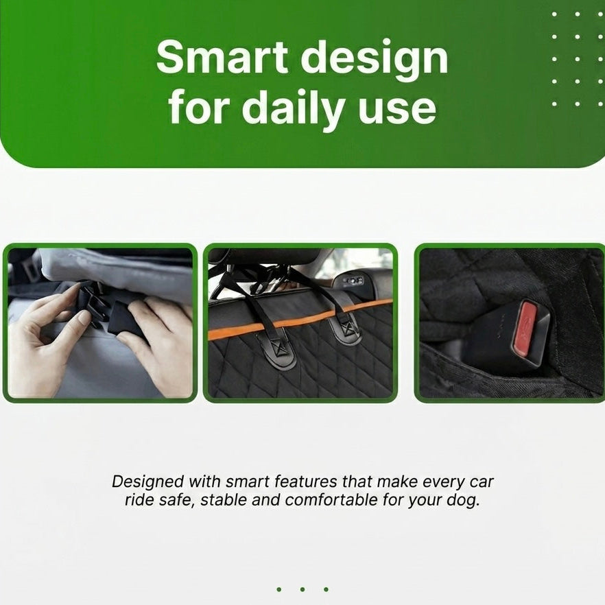 Waterproof Dog Car Seat Cover | Side Flaps | Storage Pockets | Machine Washable | Universal Fit