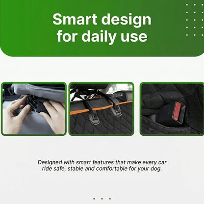 Waterproof Dog Car Seat Cover | Side Flaps | Storage Pockets | Machine Washable | Universal Fit