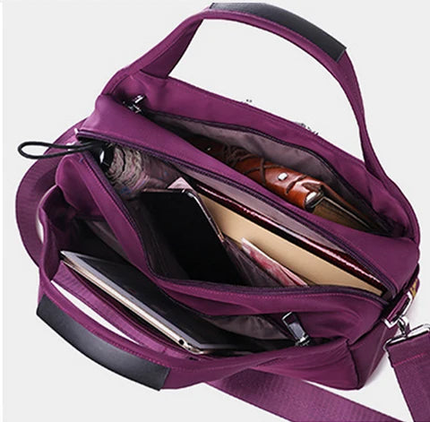 Anti-Theft Waterproof Handbag | Flat Zip Pockets, Wide Strap